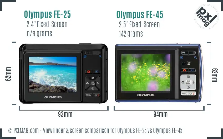 Olympus FE-25 vs Olympus FE-45 Screen and Viewfinder comparison