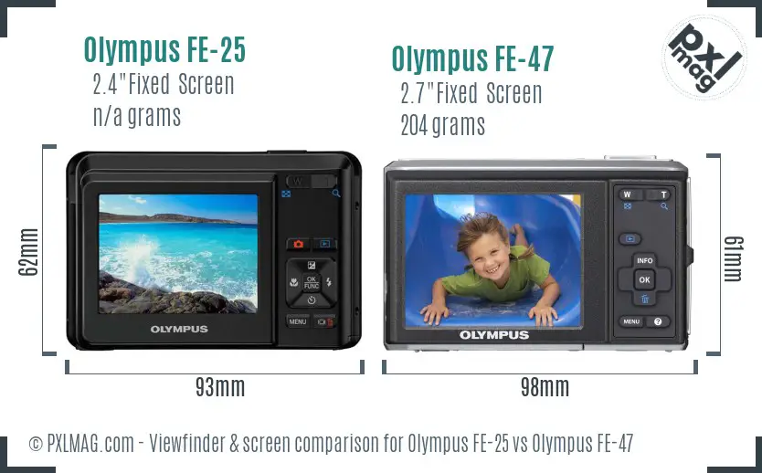 Olympus FE-25 vs Olympus FE-47 Screen and Viewfinder comparison