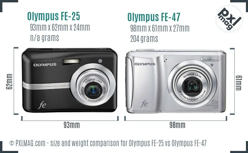 Olympus FE-25 vs Olympus FE-47 size comparison