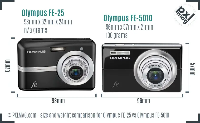 Olympus FE-25 vs Olympus FE-5010 size comparison