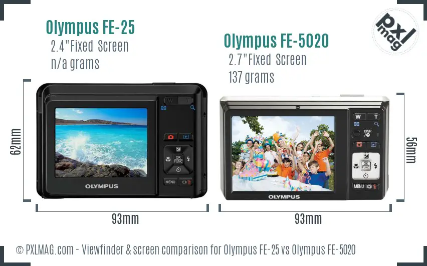 Olympus FE-25 vs Olympus FE-5020 Screen and Viewfinder comparison