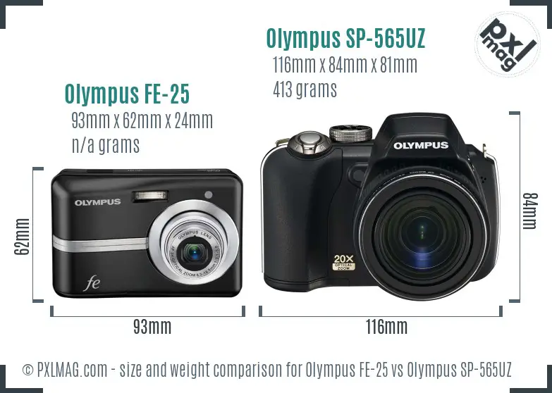 Olympus FE-25 vs Olympus SP-565UZ size comparison