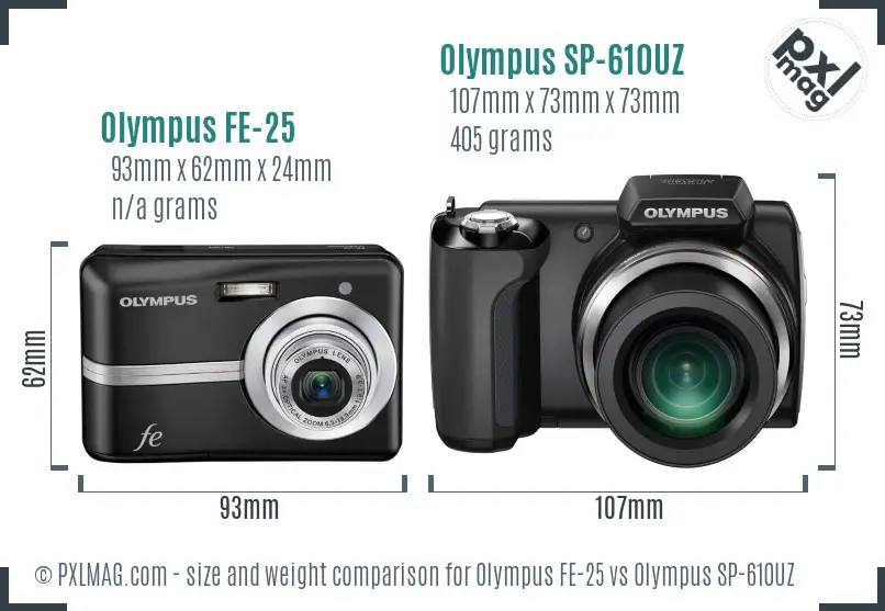 Olympus FE-25 vs Olympus SP-610UZ size comparison