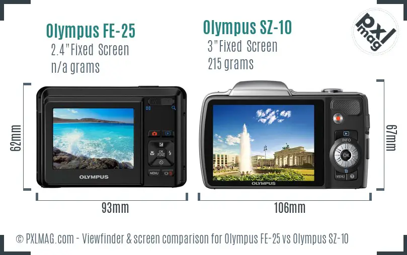 Olympus FE-25 vs Olympus SZ-10 Screen and Viewfinder comparison