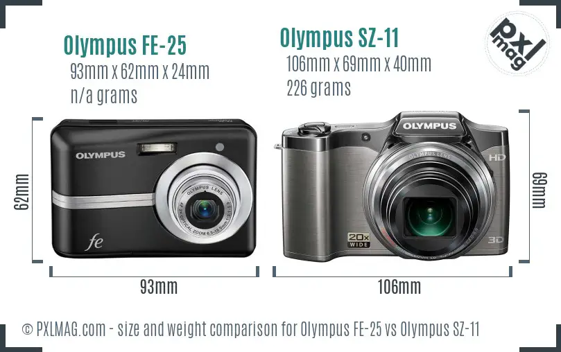 Olympus FE-25 vs Olympus SZ-11 size comparison