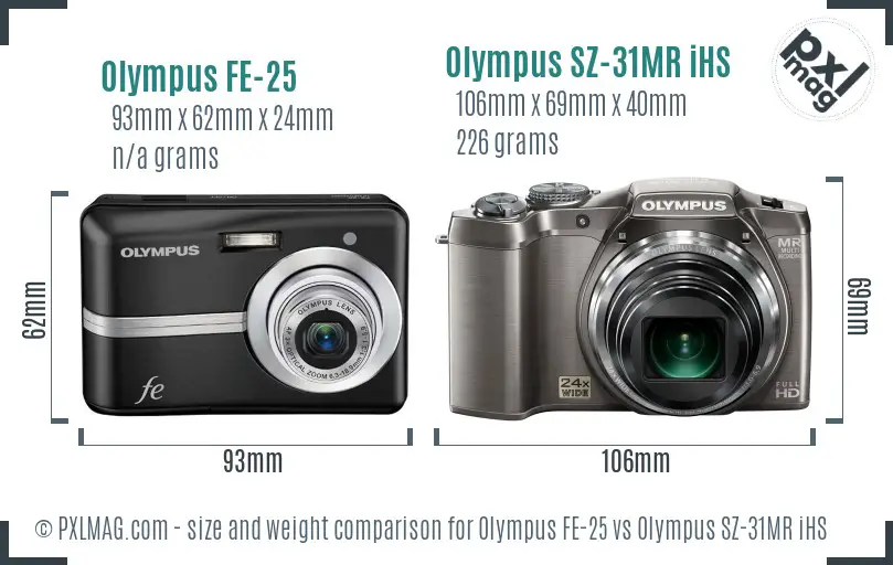 Olympus FE-25 vs Olympus SZ-31MR iHS size comparison