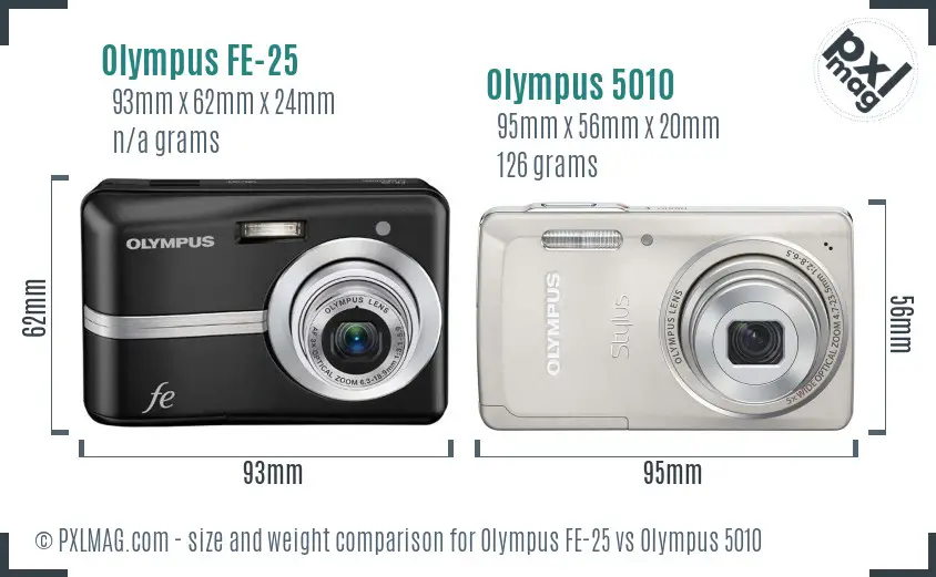 Olympus FE-25 vs Olympus 5010 size comparison