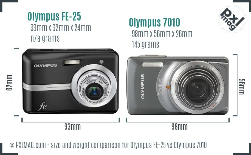 Olympus FE-25 vs Olympus 7010 size comparison
