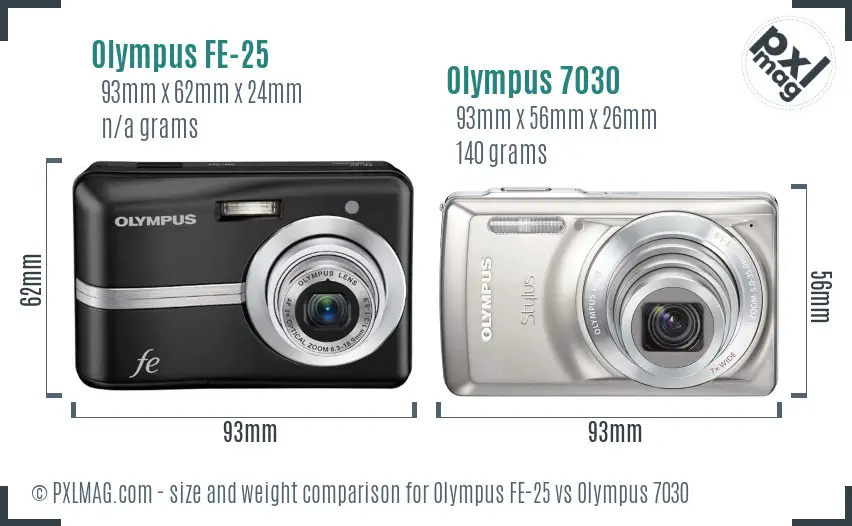 Olympus FE-25 vs Olympus 7030 size comparison