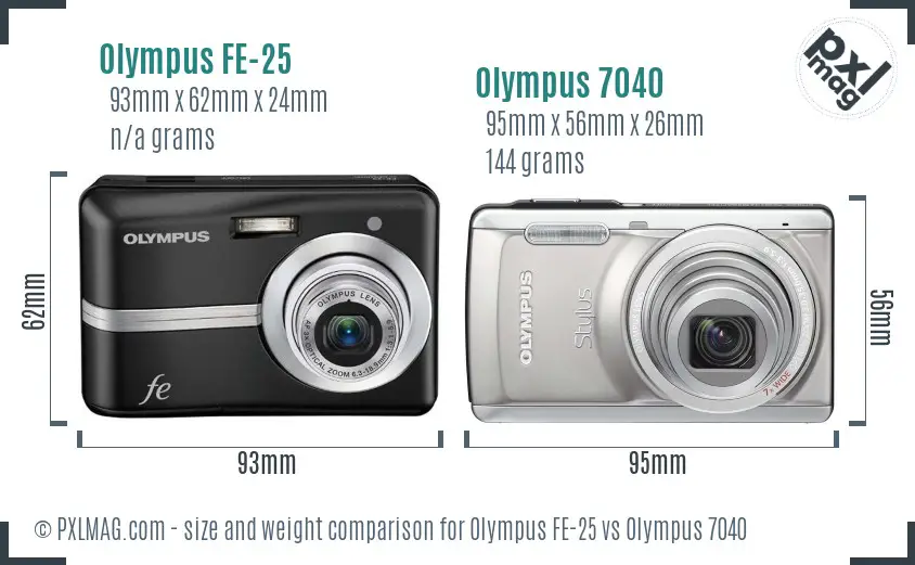 Olympus FE-25 vs Olympus 7040 size comparison