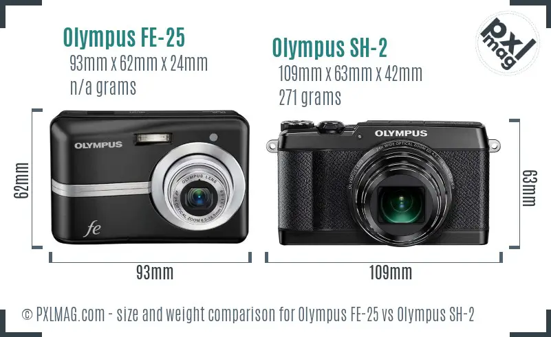 Olympus FE-25 vs Olympus SH-2 size comparison
