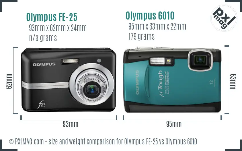 Olympus FE-25 vs Olympus 6010 size comparison