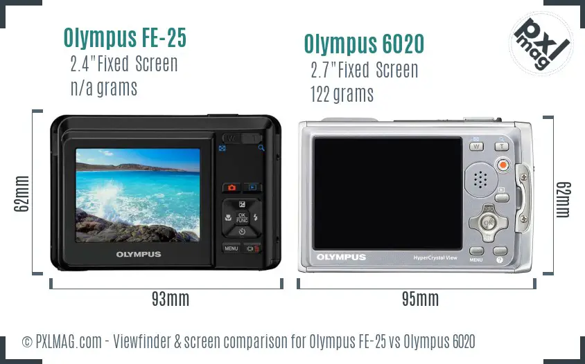 Olympus FE-25 vs Olympus 6020 Screen and Viewfinder comparison