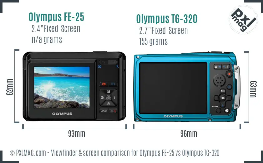 Olympus FE-25 vs Olympus TG-320 Screen and Viewfinder comparison