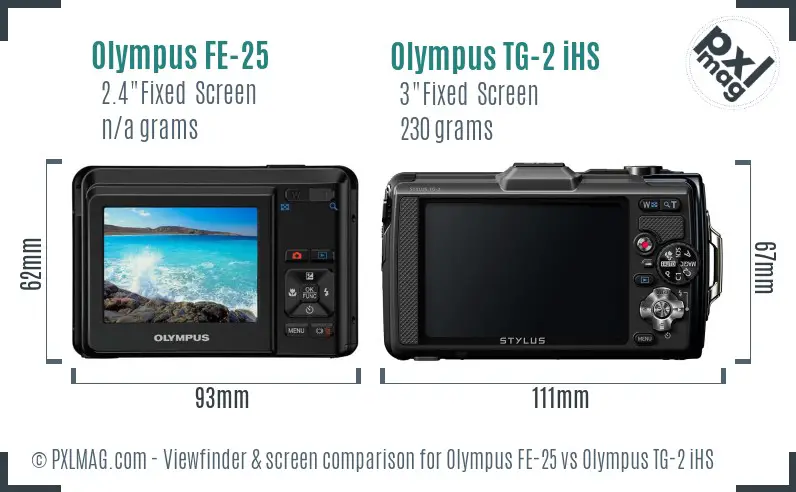 Olympus FE-25 vs Olympus TG-2 iHS Screen and Viewfinder comparison