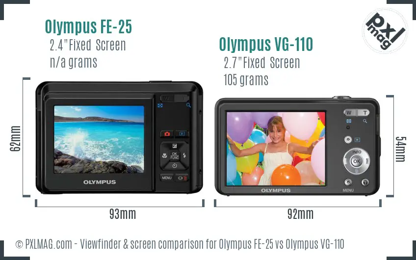 Olympus FE-25 vs Olympus VG-110 Screen and Viewfinder comparison