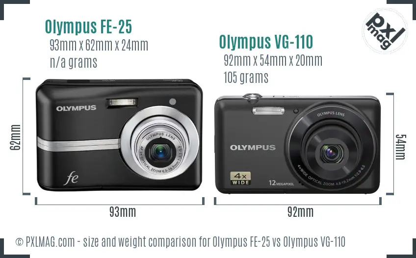 Olympus FE-25 vs Olympus VG-110 size comparison
