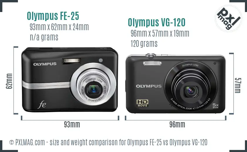Olympus FE-25 vs Olympus VG-120 size comparison