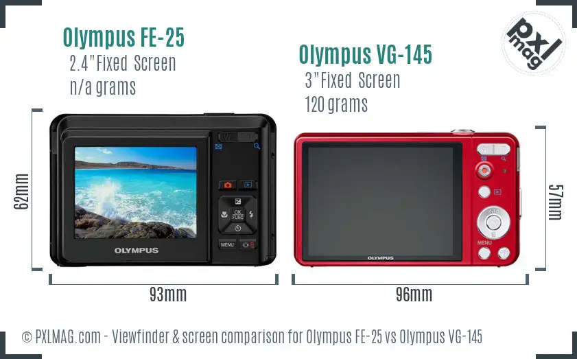 Olympus FE-25 vs Olympus VG-145 Screen and Viewfinder comparison