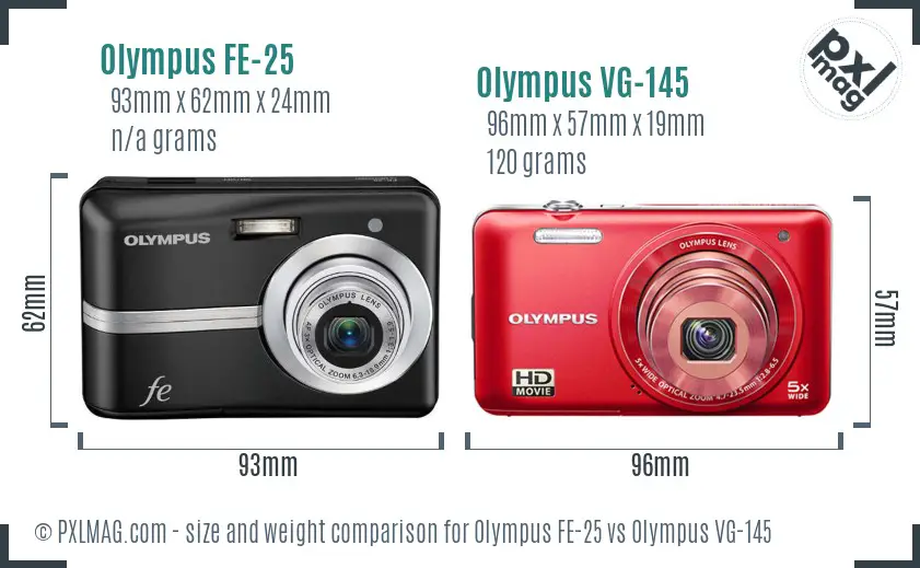Olympus FE-25 vs Olympus VG-145 size comparison
