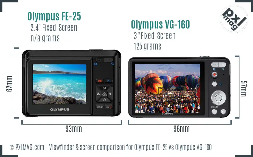 Olympus FE-25 vs Olympus VG-160 Screen and Viewfinder comparison