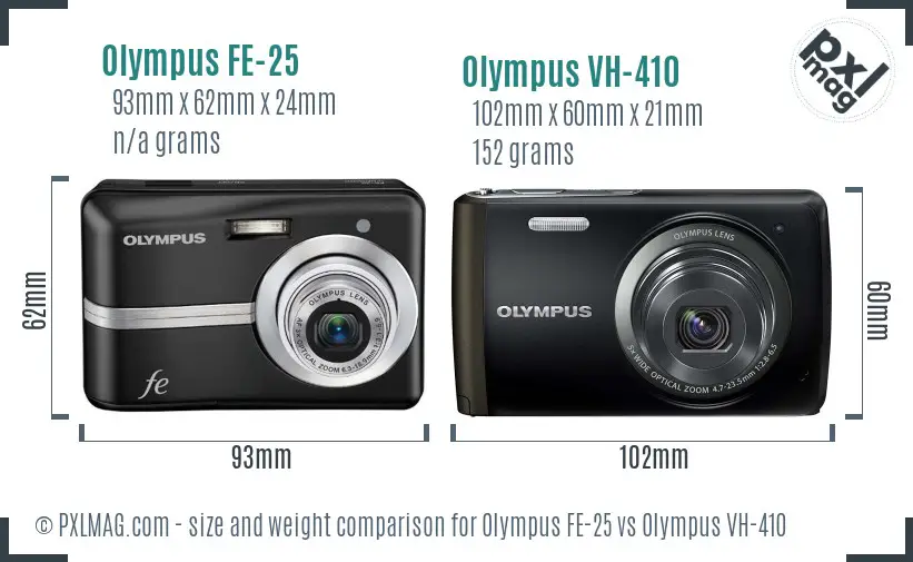 Olympus FE-25 vs Olympus VH-410 size comparison