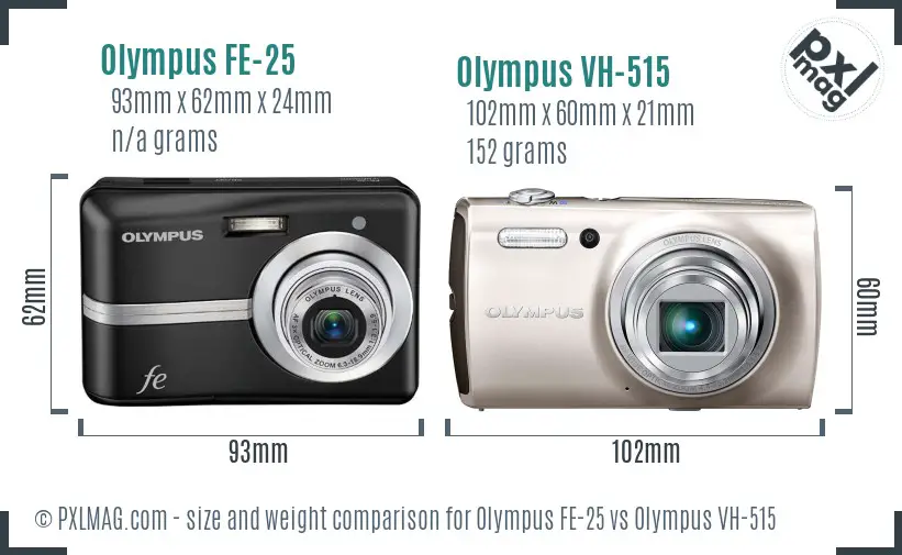 Olympus FE-25 vs Olympus VH-515 size comparison