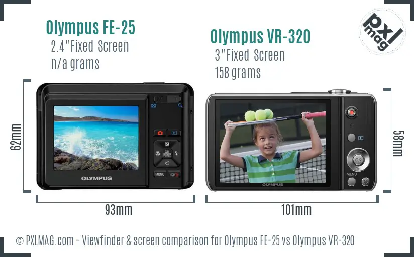 Olympus FE-25 vs Olympus VR-320 Screen and Viewfinder comparison