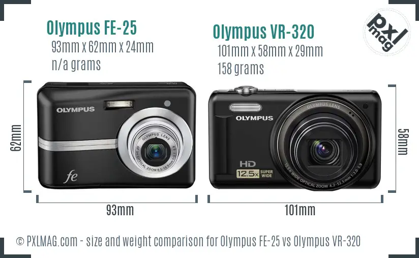 Olympus FE-25 vs Olympus VR-320 size comparison