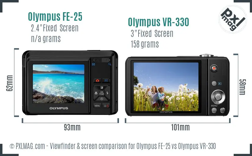Olympus FE-25 vs Olympus VR-330 Screen and Viewfinder comparison