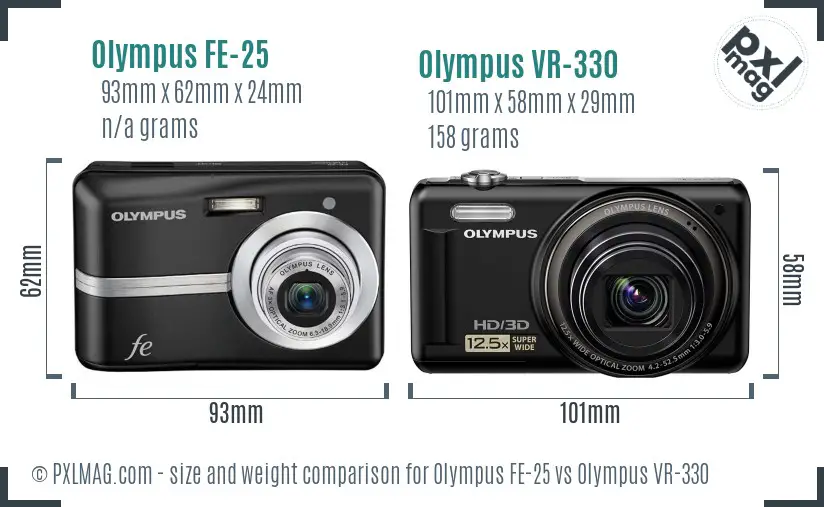 Olympus FE-25 vs Olympus VR-330 size comparison