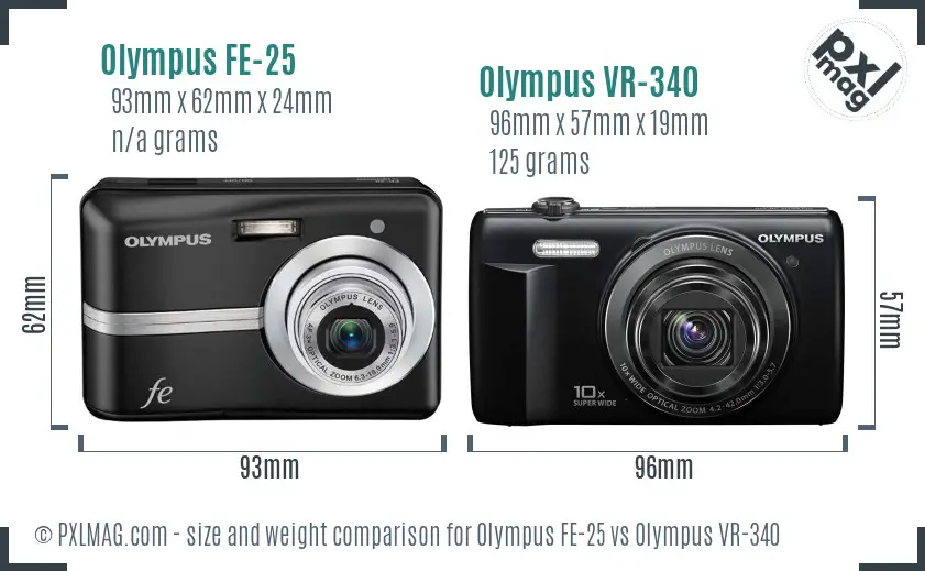 Olympus FE-25 vs Olympus VR-340 size comparison