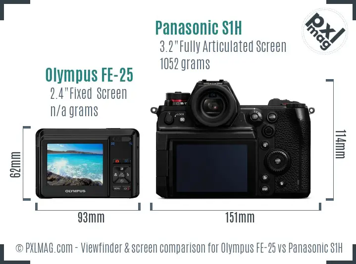 Olympus FE-25 vs Panasonic S1H Screen and Viewfinder comparison