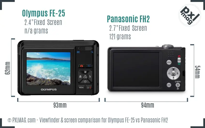 Olympus FE-25 vs Panasonic FH2 Screen and Viewfinder comparison