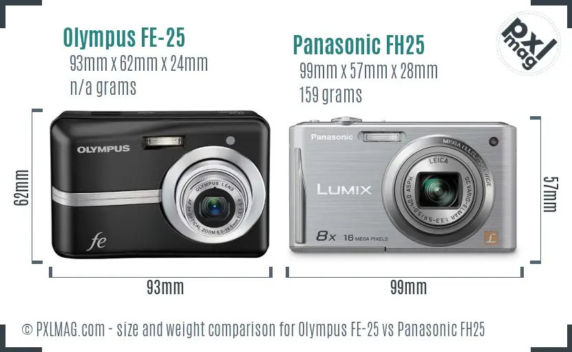 Olympus FE-25 vs Panasonic FH25 size comparison