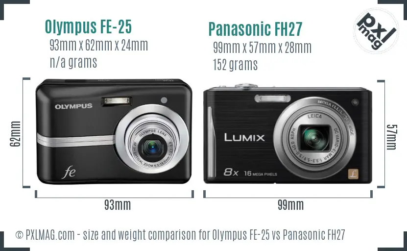 Olympus FE-25 vs Panasonic FH27 size comparison