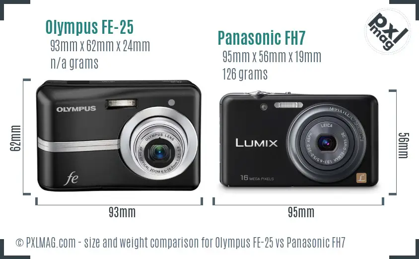Olympus FE-25 vs Panasonic FH7 size comparison