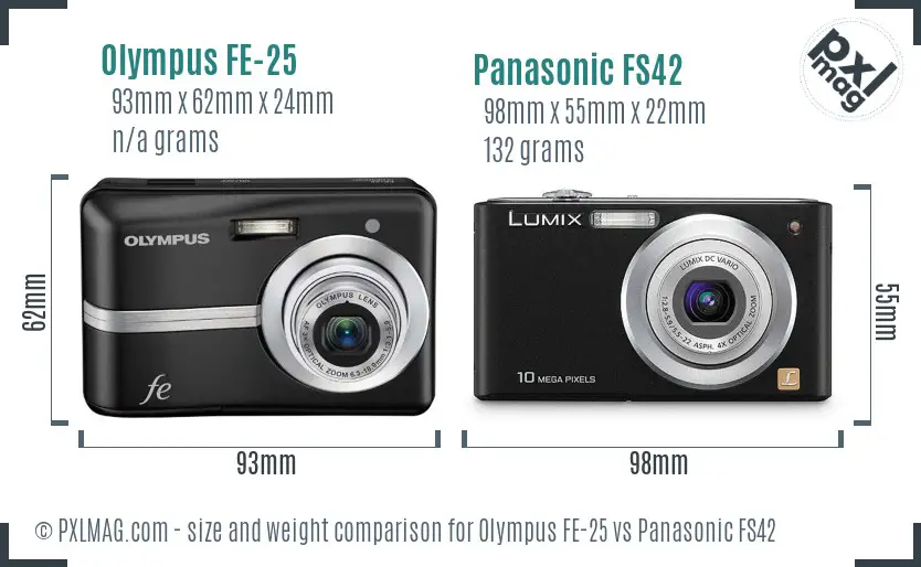 Olympus FE-25 vs Panasonic FS42 size comparison