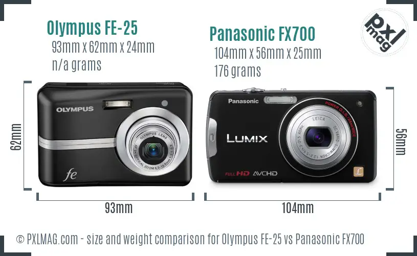 Olympus FE-25 vs Panasonic FX700 size comparison