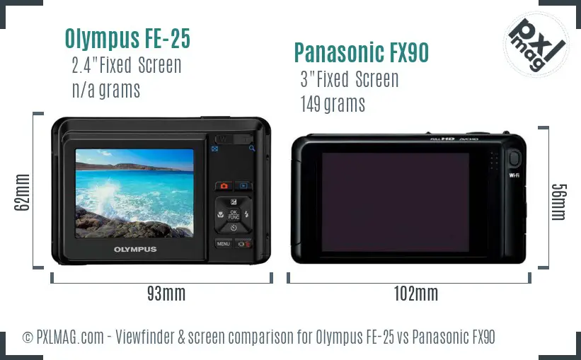 Olympus FE-25 vs Panasonic FX90 Screen and Viewfinder comparison Olympus FE-25 vs Panasonic FX90 Screen and Viewfinder comparison