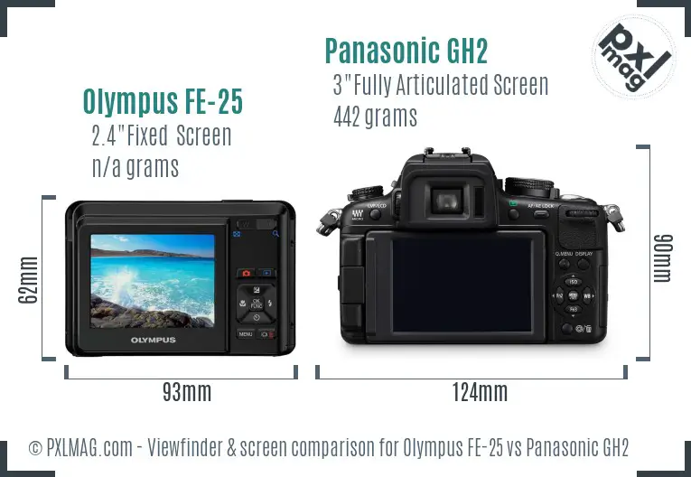 Olympus FE-25 vs Panasonic GH2 Screen and Viewfinder comparison
