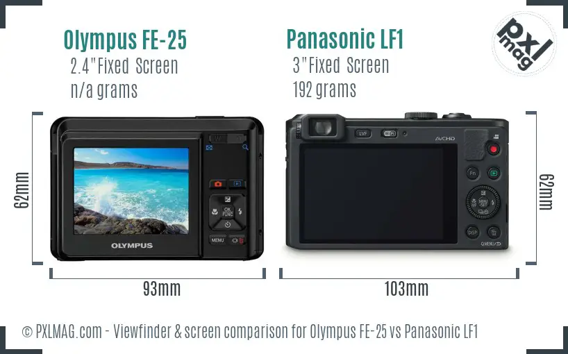 Olympus FE-25 vs Panasonic LF1 Screen and Viewfinder comparison