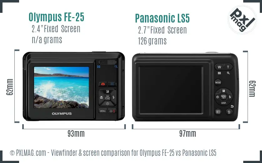 Olympus FE-25 vs Panasonic LS5 Screen and Viewfinder comparison