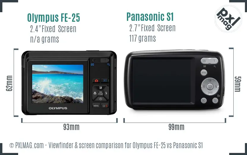 Olympus FE-25 vs Panasonic S1 Screen and Viewfinder comparison