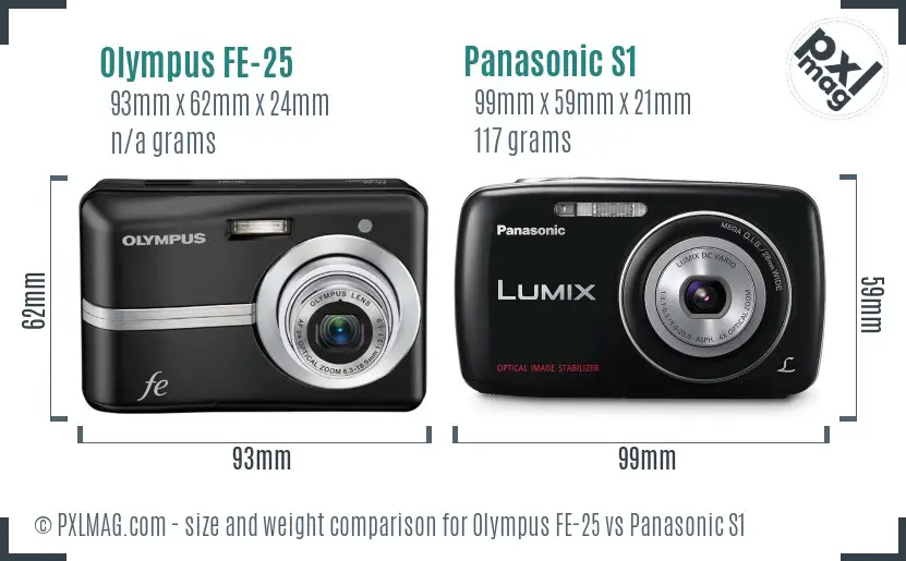 Olympus FE-25 vs Panasonic S1 size comparison
