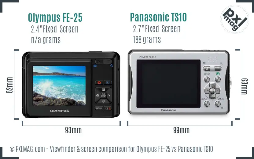 Olympus FE-25 vs Panasonic TS10 Screen and Viewfinder comparison Olympus FE-25 vs Panasonic TS10 Screen and Viewfinder comparison