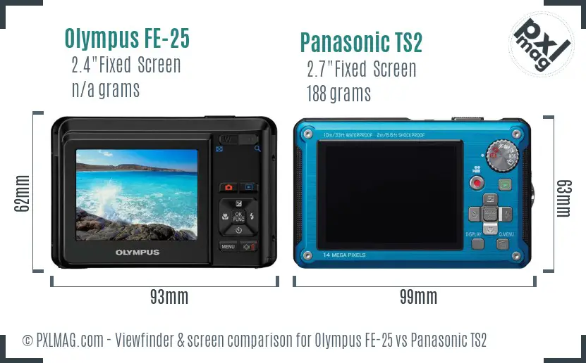 Olympus FE-25 vs Panasonic TS2 Screen and Viewfinder comparison Olympus FE-25 vs Panasonic TS2 Screen and Viewfinder comparison