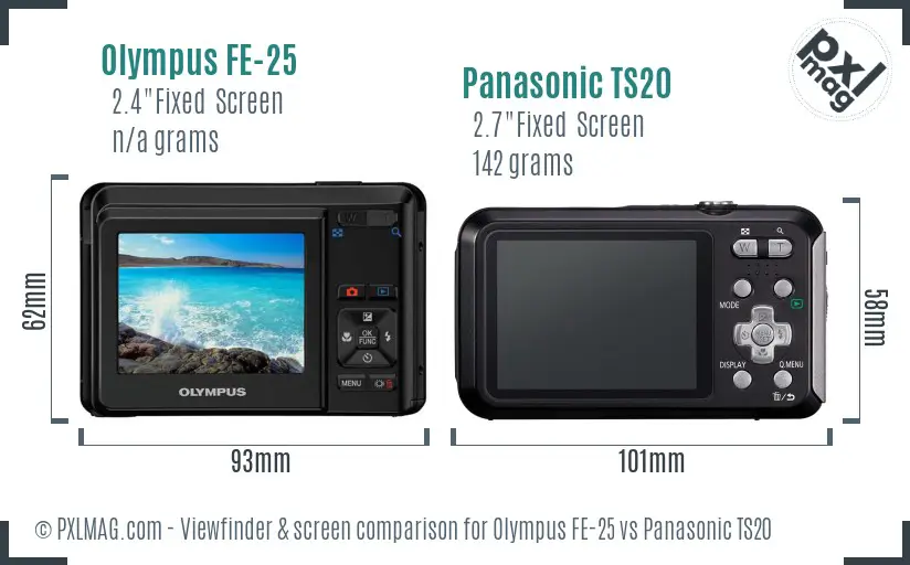 Olympus FE-25 vs Panasonic TS20 Screen and Viewfinder comparison Olympus FE-25 vs Panasonic TS20 Screen and Viewfinder comparison