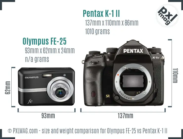 Olympus FE-25 vs Pentax K-1 II size comparison