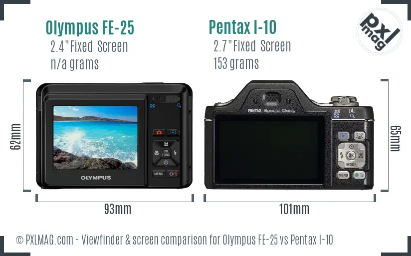 Olympus FE-25 vs Pentax I-10 Screen and Viewfinder comparison